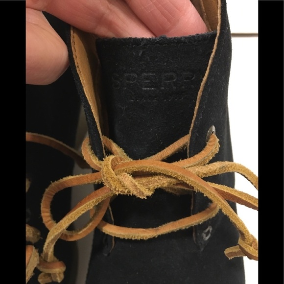 Sperry Top Sider Harlow Black Suede Wedge Booties - Picture 6 of 14